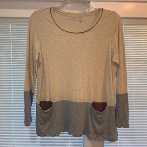 NWOT Logo Lori Goldstein Long Sleeve Latte Combo Shirt Size Large